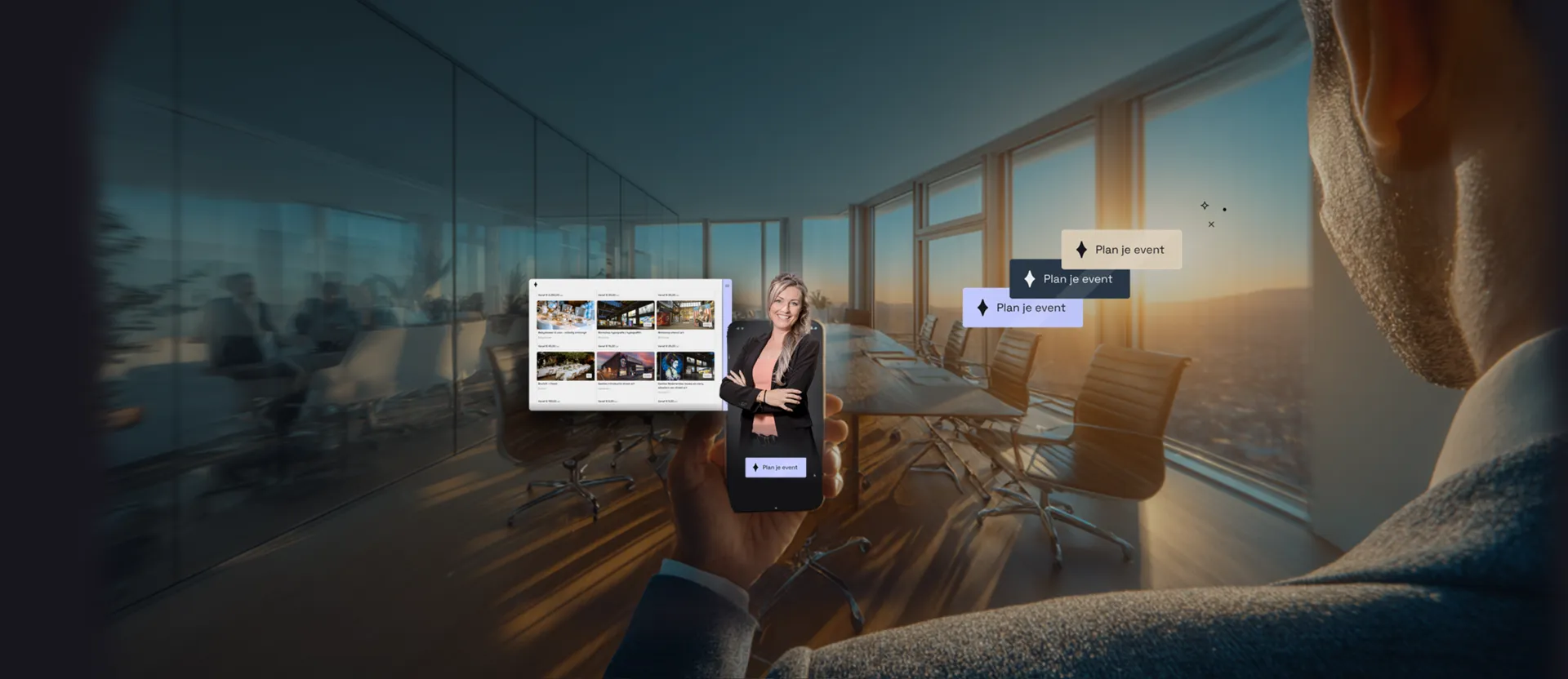 Vergaderruimte in een eventlocatie met de Constell sales-widget