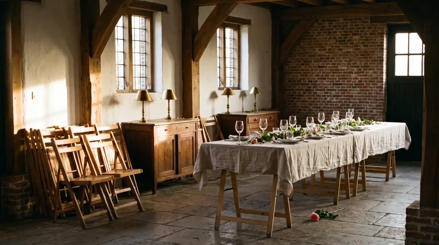 De zaal de ochtend na het feest