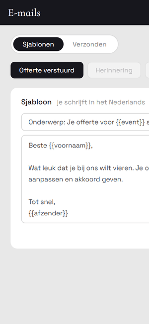 Een bevestigingsmail op een telefoon, in de taal waarin de gast zijn aanvraag deed