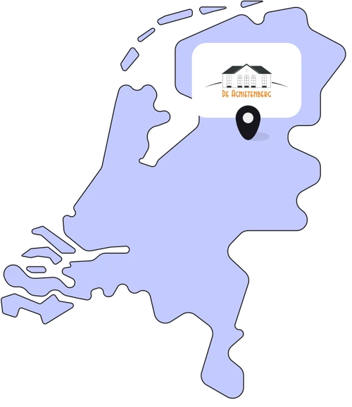 Kaartje van Nederland met De Agnietenberg in Zwolle