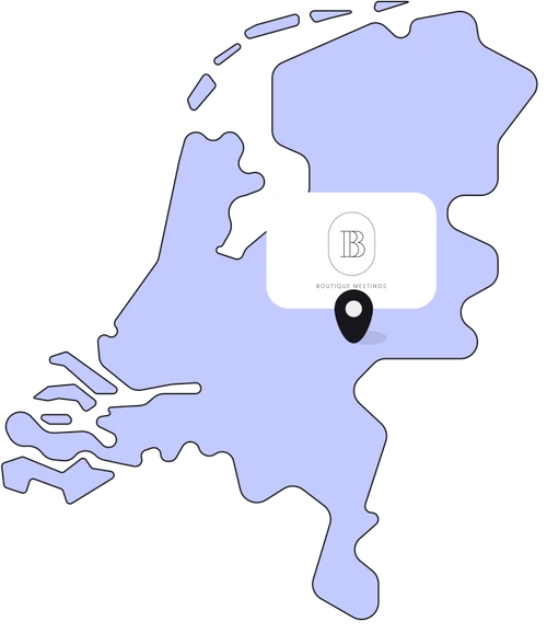 Kaartje van Nederland met Boutique Meetings in Arnhem