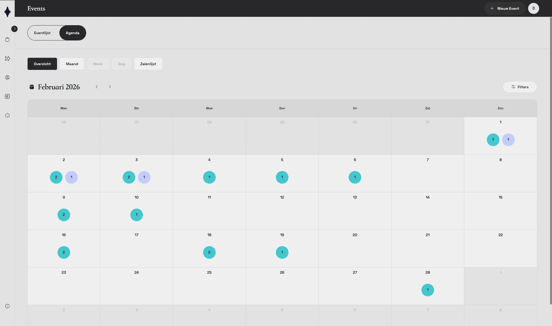 Maand agenda weergave