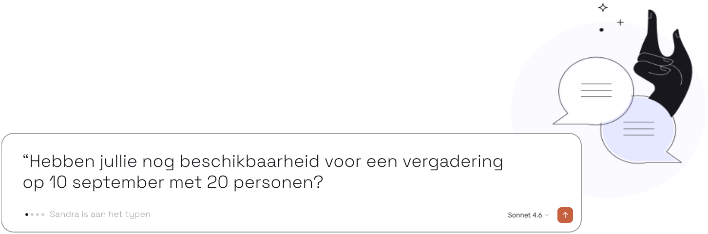 Agentic Widget – AI chat agent die gastvragen beantwoordt over beschikbaarheid en vergaderingen