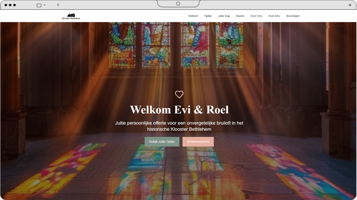 Voorbeeld van gepersonaliseerde branded offerte voor event locatie