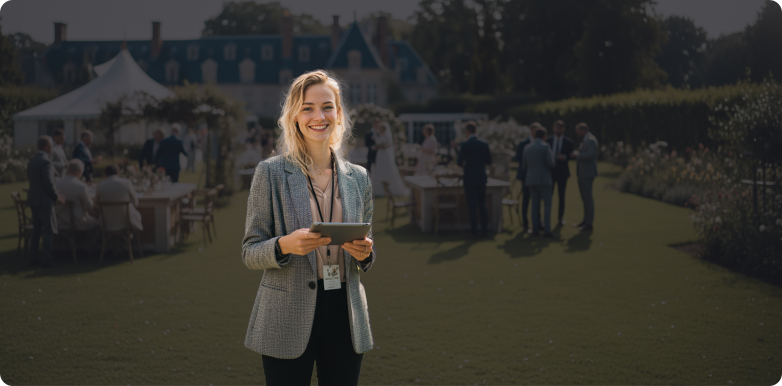 Event manager met tablet op een evenementlocatie - human in the loop
