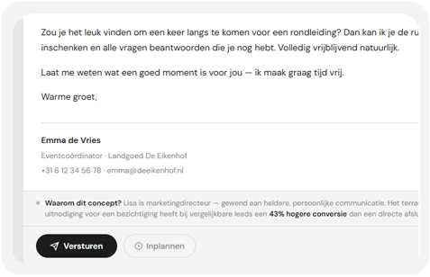 Persoonlijke e-mails - AI gegenereerde e-mail met persoonlijke toon