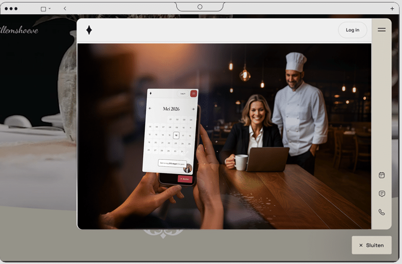 Voorbeeld van sales widget voor aanvragen van events