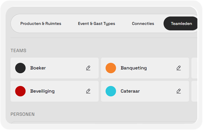 Interne notities bij een event in Constell, zichtbaar voor het team en niet voor de gast